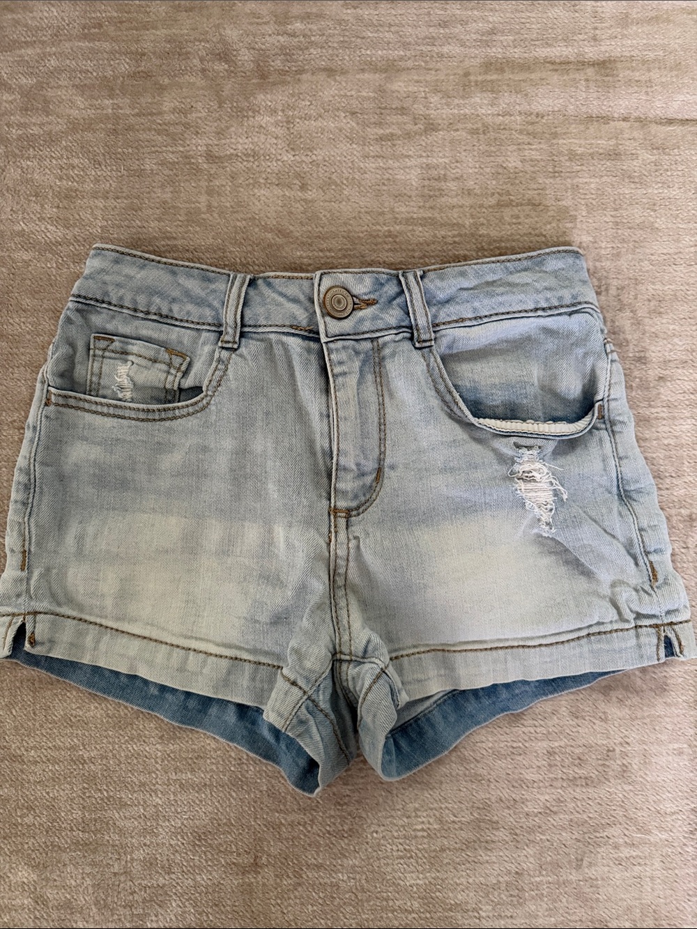 SO Light Blue Distressed Denim Shorts